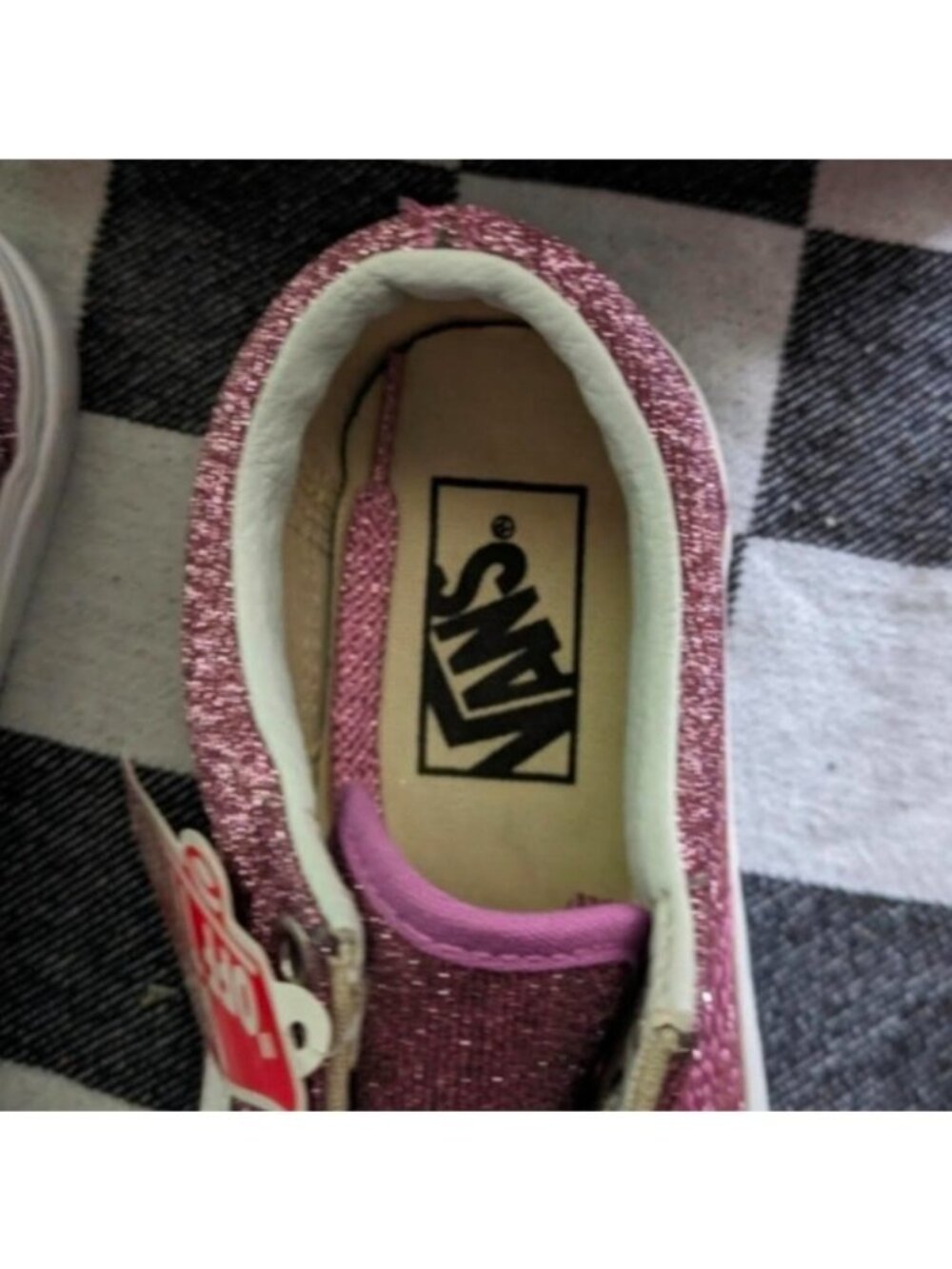 Vans Old Skool Youth Girls 3.5 Glitter Lurex Pink and White 0926 - Picture 8 of 10